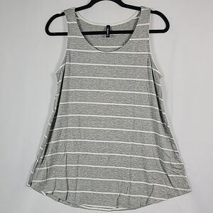 NEW 1Clique Women's Marina Grey & White Striped Super Soft Tank Top Size Small